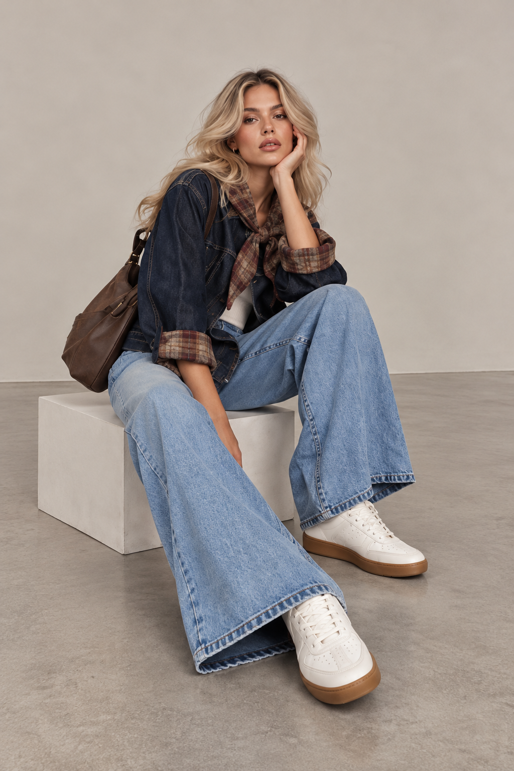 Chamarra Oversized de Mezclilla con Pañuelo