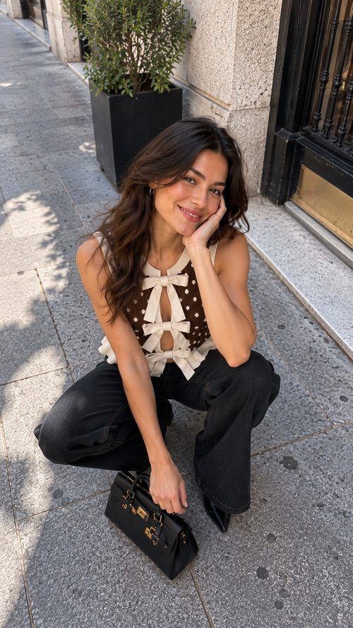 Chaleco de Lunares con Moños