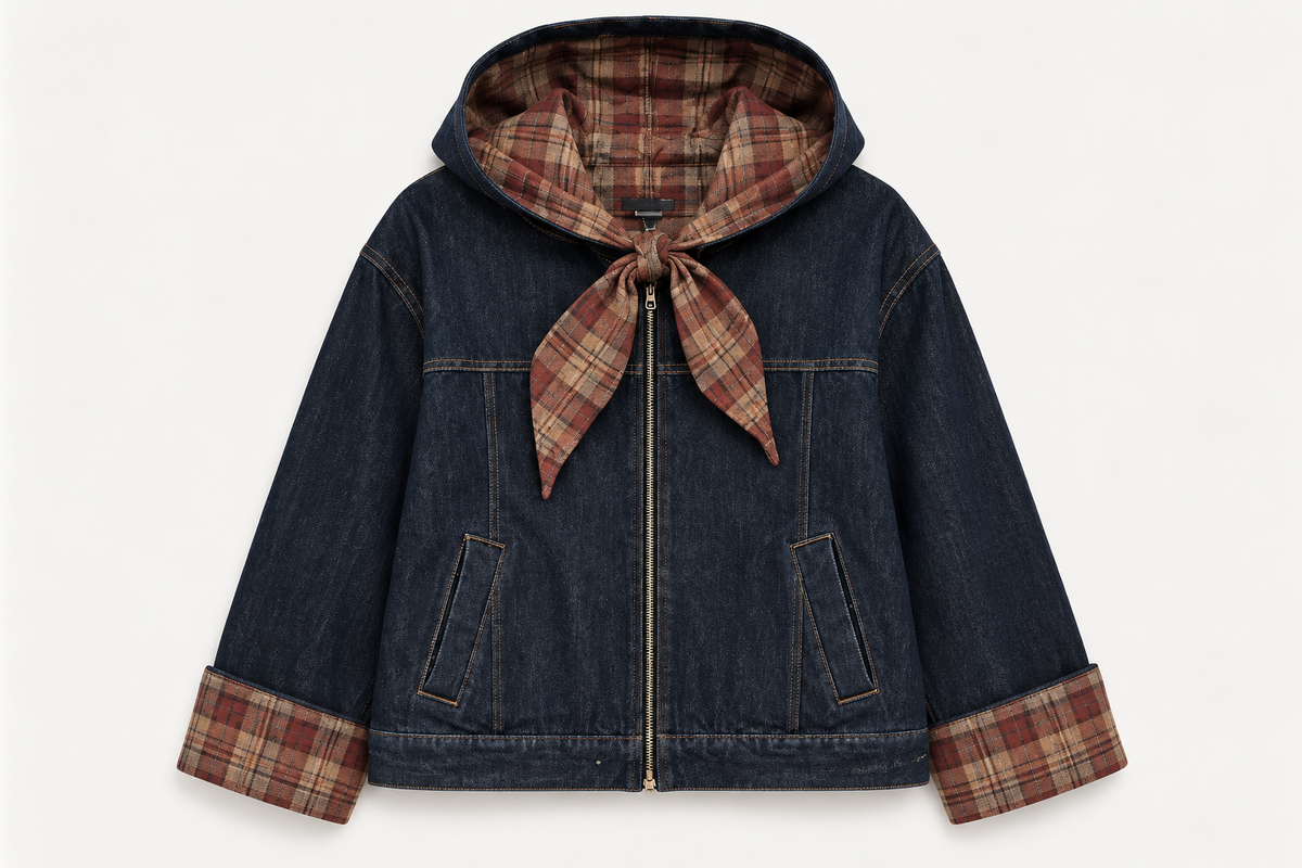 Chamarra Oversized de Mezclilla con Pañuelo