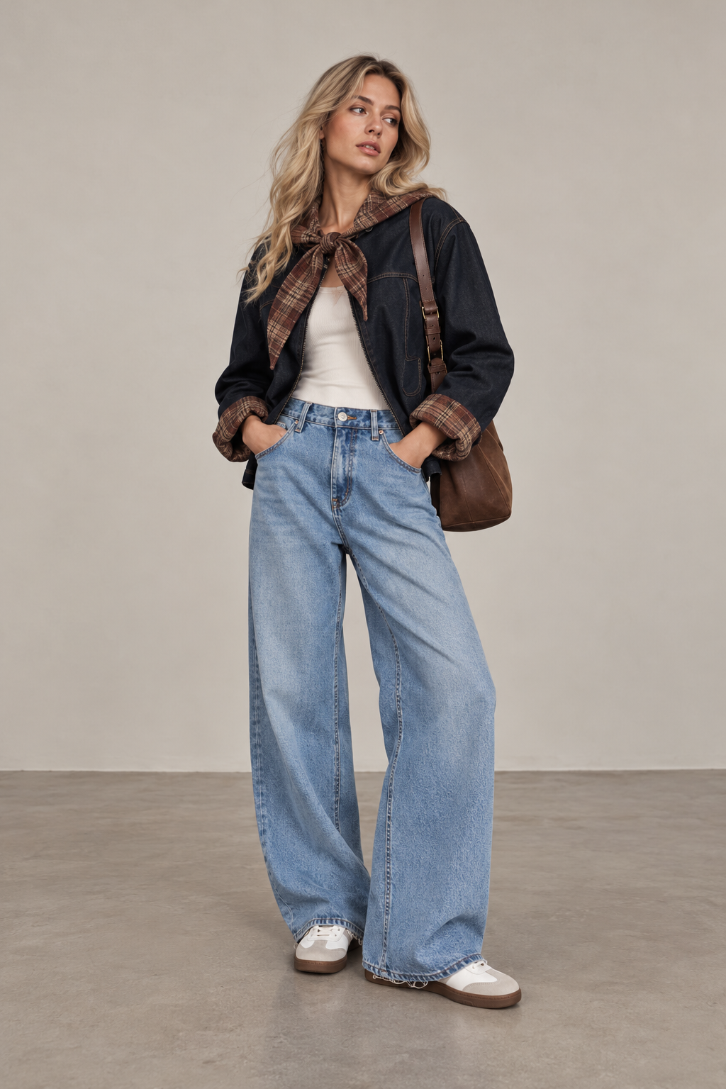 Chamarra Oversized de Mezclilla con Pañuelo